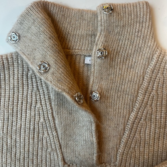 TOPSHOP Size Small Beige Stand Collar Knit Pullover - Picture 3 of 9